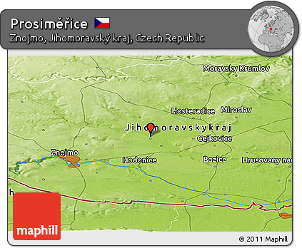 Physical Panoramic Map of Prosiměřice