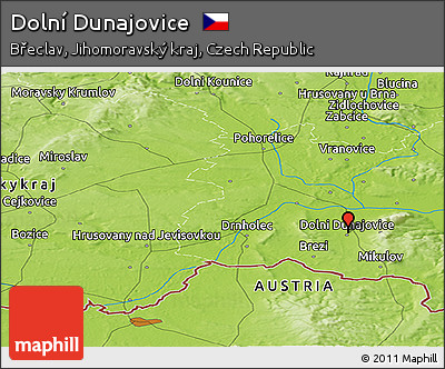 Physical Panoramic Map of Dolní Dunajovice
