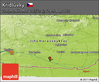 Physical Panoramic Map of Křídlŭvky