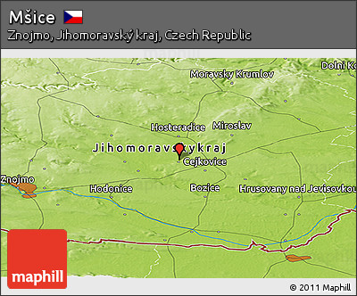 Physical Panoramic Map of Mšice