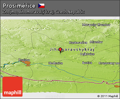 Physical Panoramic Map of Prosiměřice