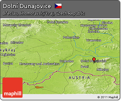Physical Panoramic Map of Dolní Dunajovice