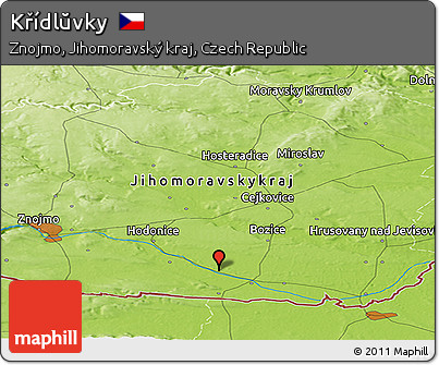 Physical Panoramic Map of Křídlŭvky