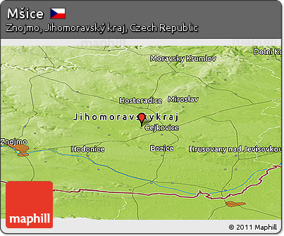 Physical Panoramic Map of Mšice