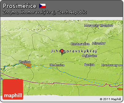 Physical Panoramic Map of Prosiměřice