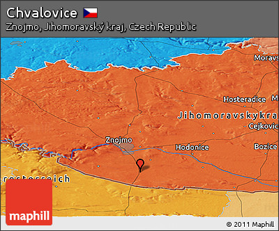 Political Panoramic Map of Chvalovice