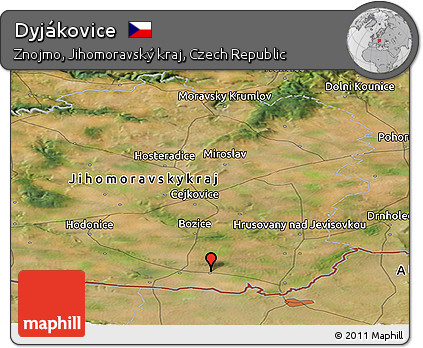 Satellite Panoramic Map of Dyjákovice