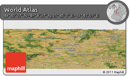 Satellite Panoramic Map of the Area around 48° 54' 57" N, 16° 13' 30" E
