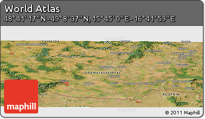 Satellite Panoramic Map of the Area around 48° 54' 57" N, 16° 13' 30" E