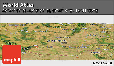 Satellite Panoramic Map of the Area around 48° 54' 57" N, 16° 13' 30" E