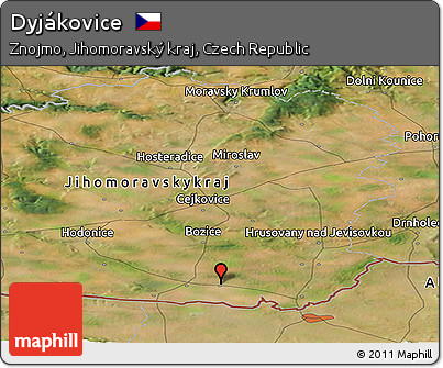 Satellite Panoramic Map of Dyjákovice