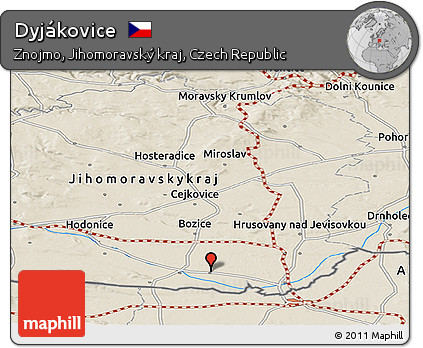 Shaded Relief Panoramic Map of Dyjákovice