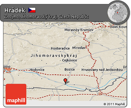 Shaded Relief Panoramic Map of Hrádek
