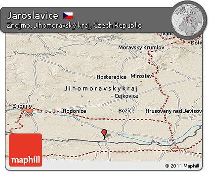Shaded Relief Panoramic Map of Jaroslavice