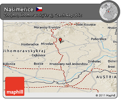Shaded Relief Panoramic Map of Našiměřice