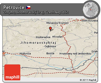 Shaded Relief Panoramic Map of Petrovice