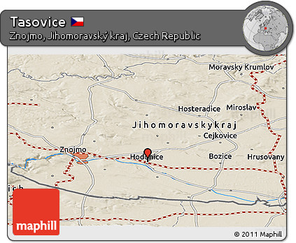 Shaded Relief Panoramic Map of Tasovice