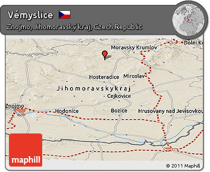 Shaded Relief Panoramic Map of Vémyslice