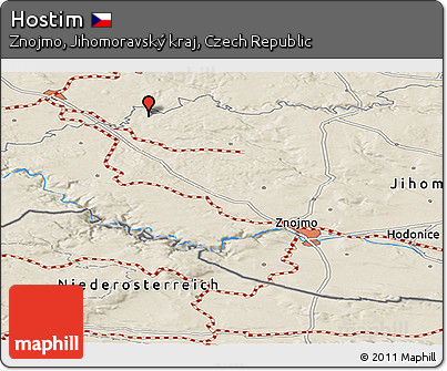 Shaded Relief Panoramic Map of Hostim
