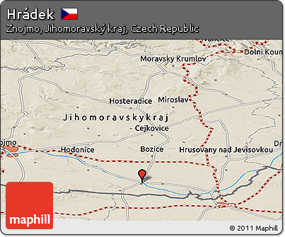 Shaded Relief Panoramic Map of Hrádek