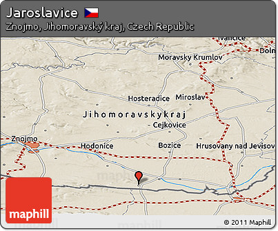 Shaded Relief Panoramic Map of Jaroslavice