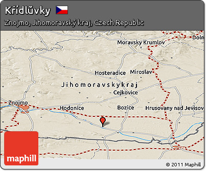 Shaded Relief Panoramic Map of Křídlŭvky