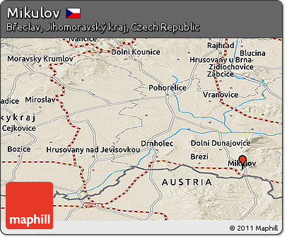 Shaded Relief Panoramic Map of Mikulov