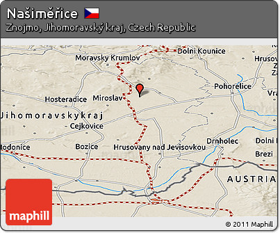 Shaded Relief Panoramic Map of Našiměřice