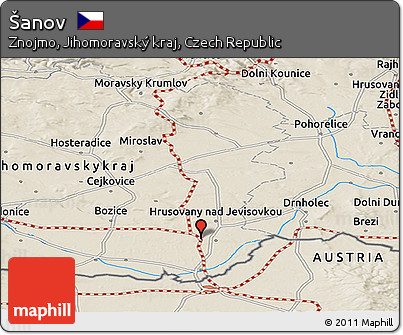 Shaded Relief Panoramic Map of Šanov