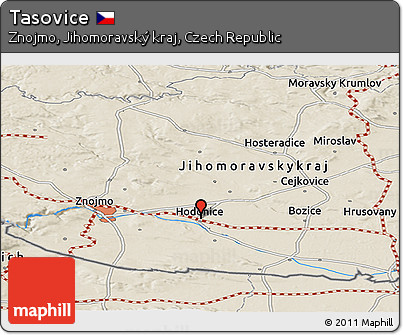 Shaded Relief Panoramic Map of Tasovice