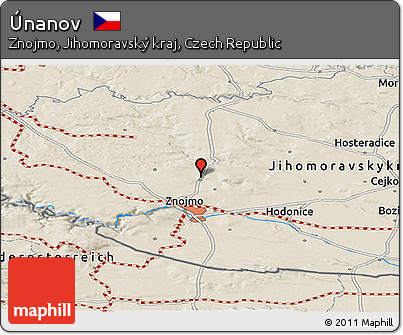 Shaded Relief Panoramic Map of Únanov