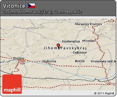 Shaded Relief Panoramic Map of Vítonice