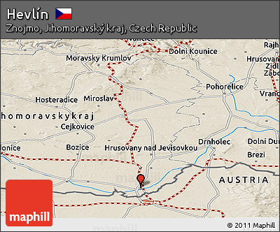 Shaded Relief Panoramic Map of Hevlín