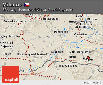 Shaded Relief Panoramic Map of Mikulov