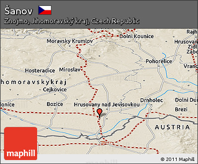 Shaded Relief Panoramic Map of Šanov