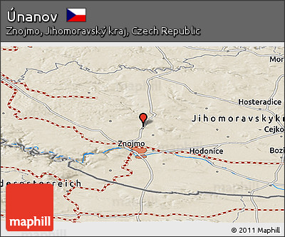 Shaded Relief Panoramic Map of Únanov