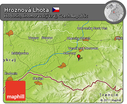 Physical 3D Map of Hroznová Lhota