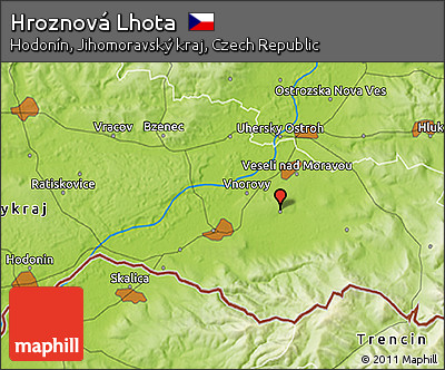 Physical 3D Map of Hroznová Lhota