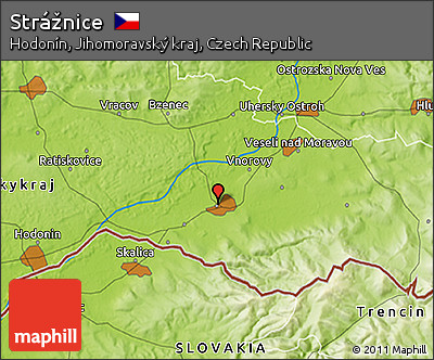 Physical 3D Map of Strážnice