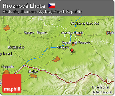 Physical 3D Map of Hroznová Lhota
