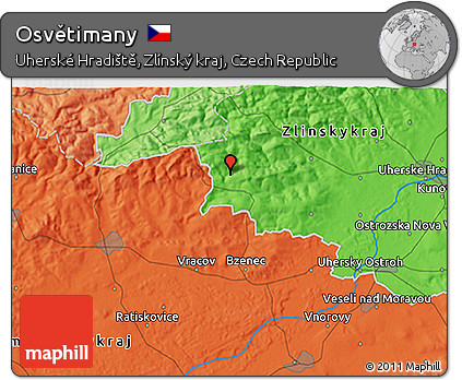 Political 3D Map of Osvětimany