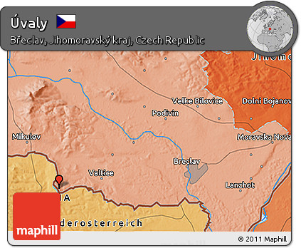 Political 3D Map of Úvaly
