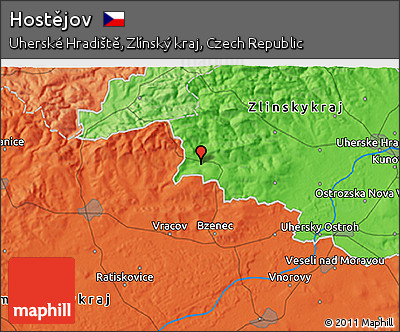 Political 3D Map of Hostějov