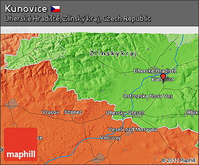 Political 3D Map of Kunovice