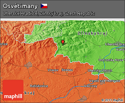Political 3D Map of Osvětimany