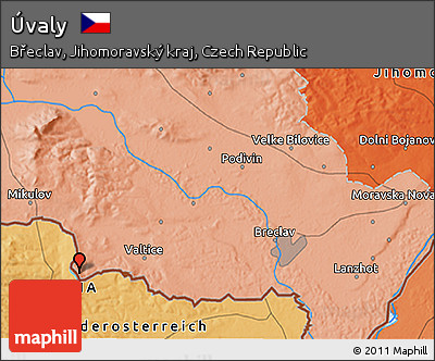 Political 3D Map of Úvaly