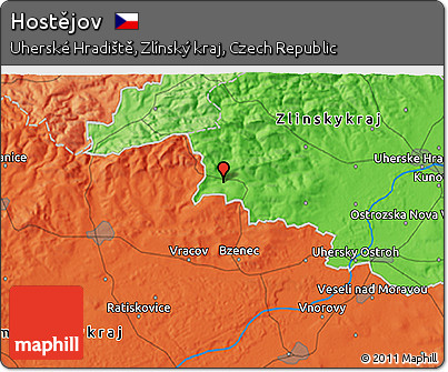 Political 3D Map of Hostějov