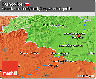 Political 3D Map of Kunovice