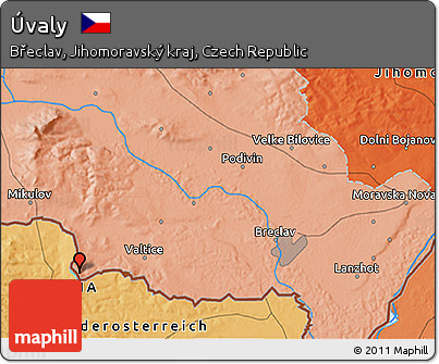 Political 3D Map of Úvaly
