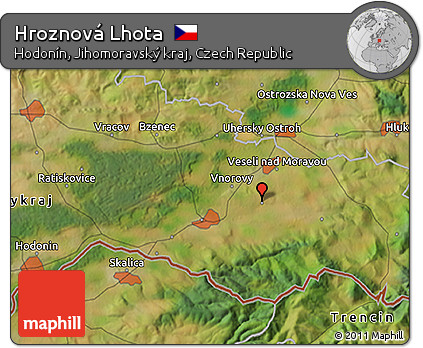Satellite 3D Map of Hroznová Lhota